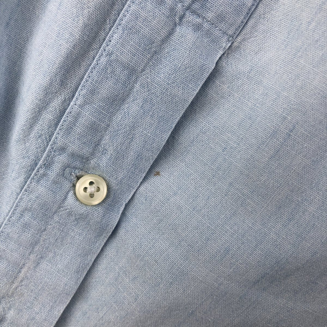 Ralph Lauren long-sleeved button-down chambray shirt, men's size XL cotton Blue type light blue Vintage Second Hand