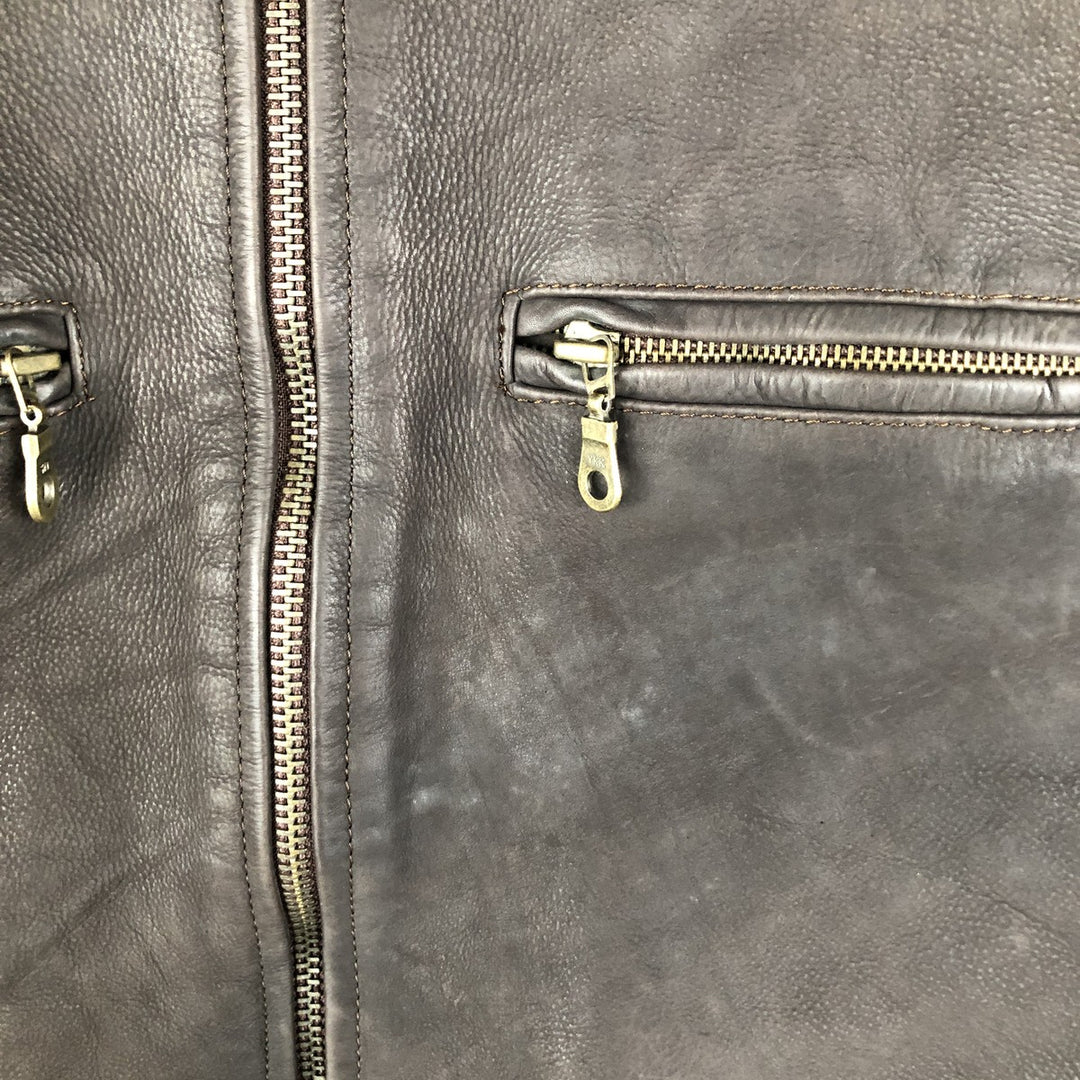 MIRAGE Vintage Leather Blouson, Men's Size L genuine leather brown type Vintage Second Hand