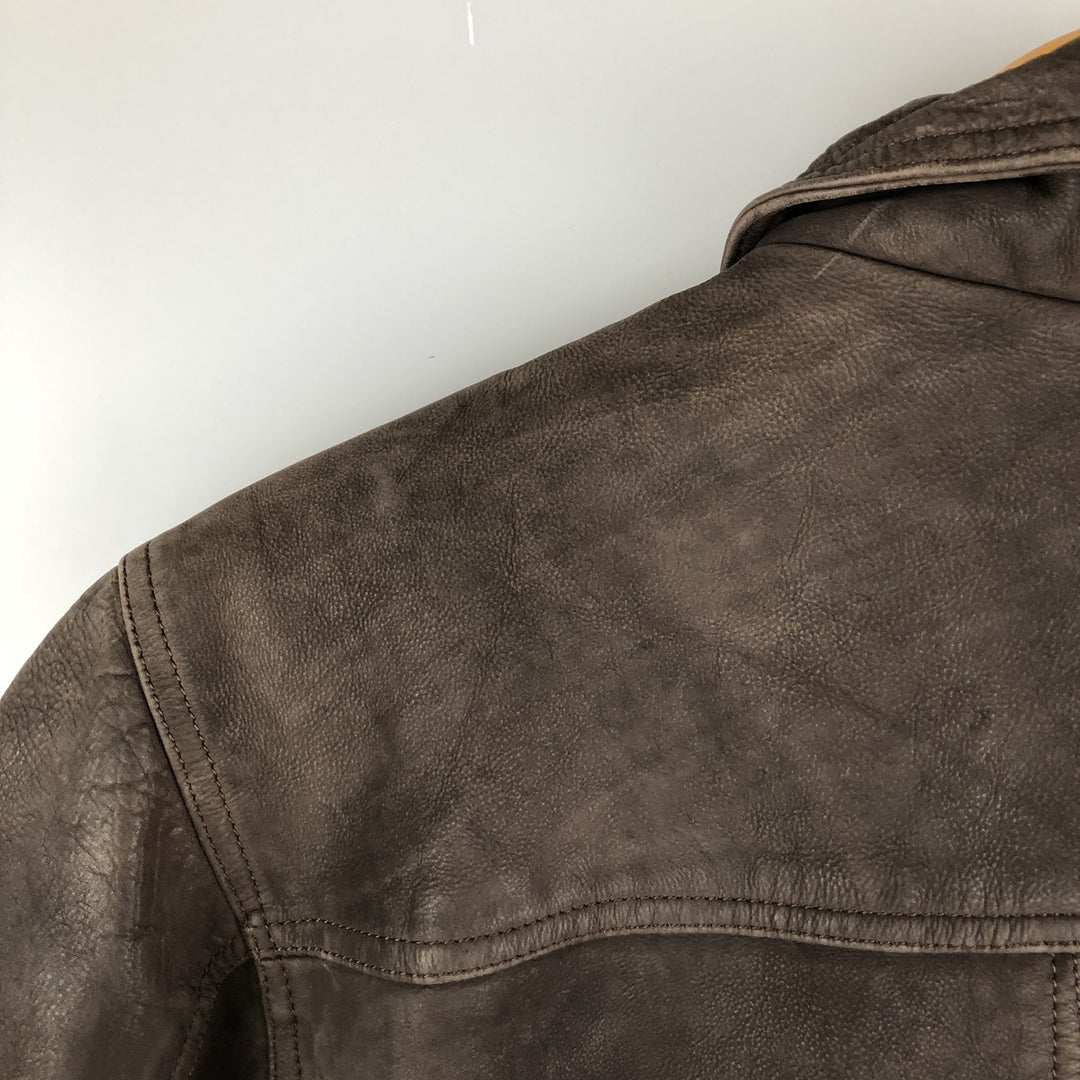 MIRAGE Vintage Leather Blouson, Men's Size L genuine leather brown type Vintage Second Hand