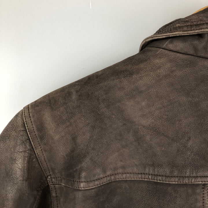 MIRAGE Vintage Leather Blouson, Men's Size L genuine leather brown type Vintage Second Hand
