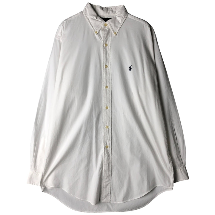 Ralph Lauren YARMOUTH long sleeve button down shirt, men's size L cotton white type Vintage Second Hand