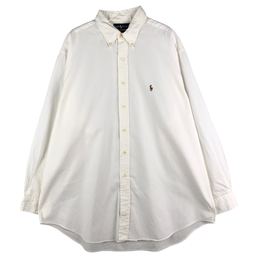 Ralph Lauren YARMOUTH long sleeve button down shirt, men's XL size cotton white type Vintage Second Hand