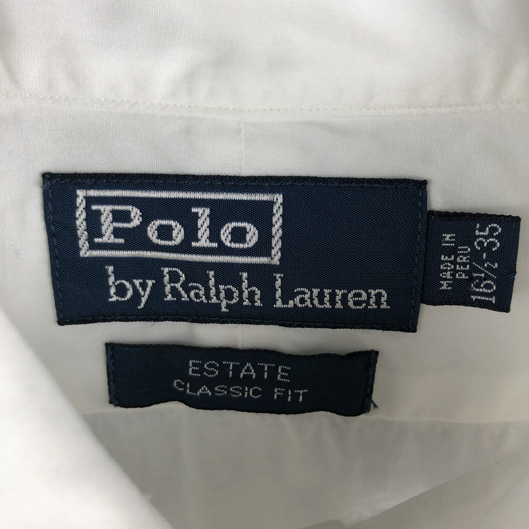 Ralph Lauren Estate Classic Fit Wide Collar Long Sleeve Cotton Shirt, Men's Size L cotton white type Vintage Second Hand