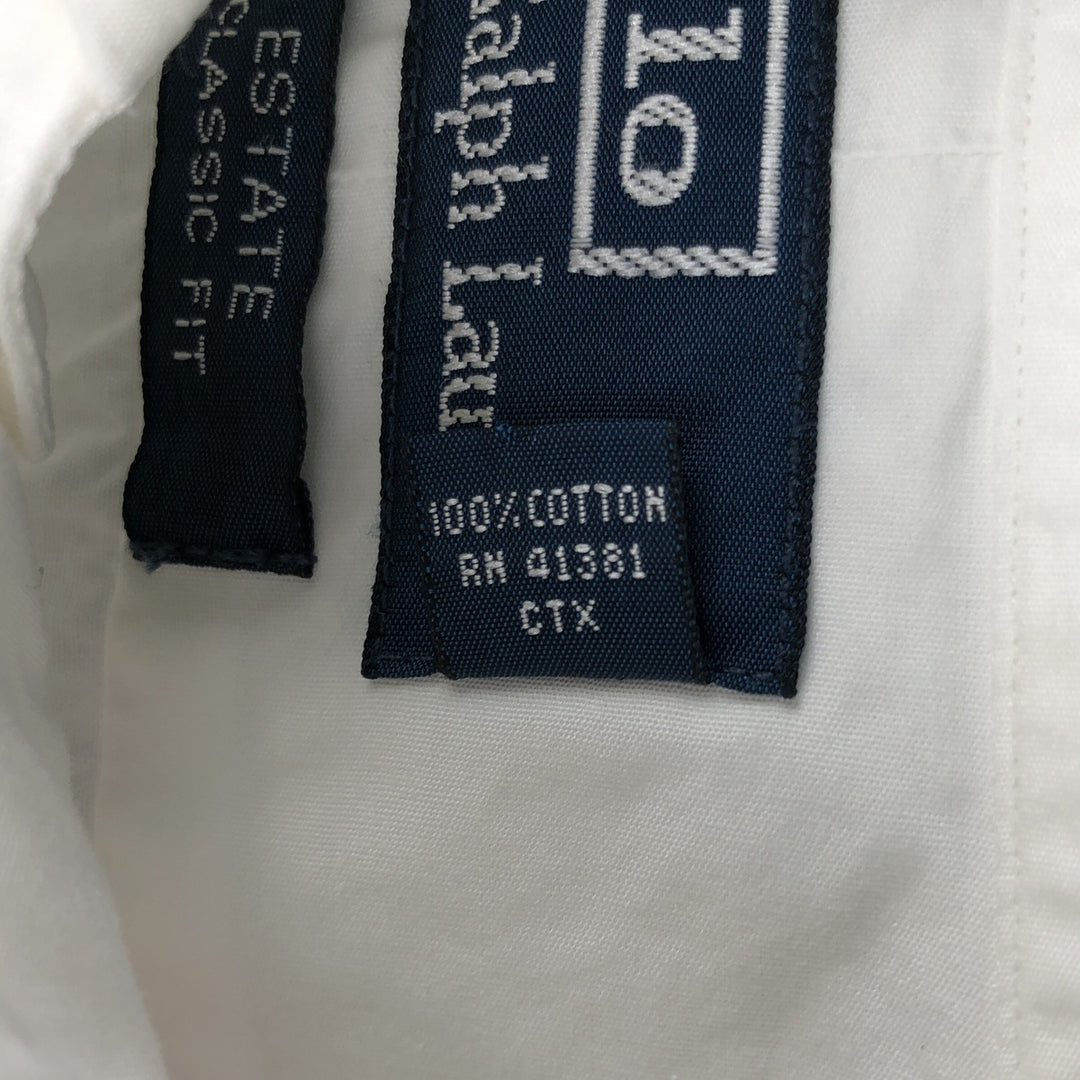 Ralph Lauren Estate Classic Fit Wide Collar Long Sleeve Cotton Shirt, Men's Size L cotton white type Vintage Second Hand