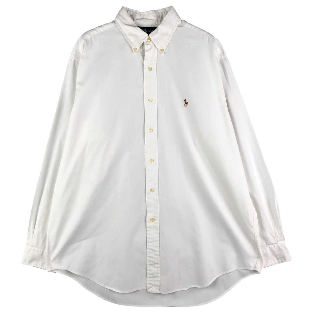 Ralph Lauren YARMOUTH long sleeve button down shirt, men's size L cotton white type Vintage Second Hand