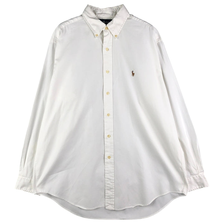 Ralph Lauren YARMOUTH long sleeve button down shirt, men's size L cotton white type Vintage Second Hand