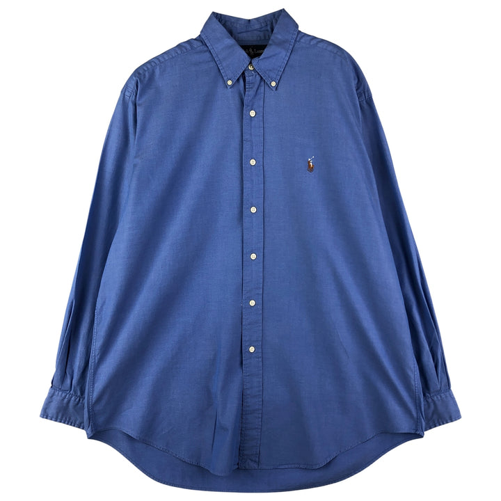 Ralph Lauren YARMOUTH long sleeve button down shirt, men's size L cotton blue type Vintage Second Hand