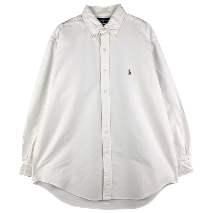Ralph Lauren YARMOUTH long sleeve button down shirt, men's size L cotton white type Vintage Second Hand
