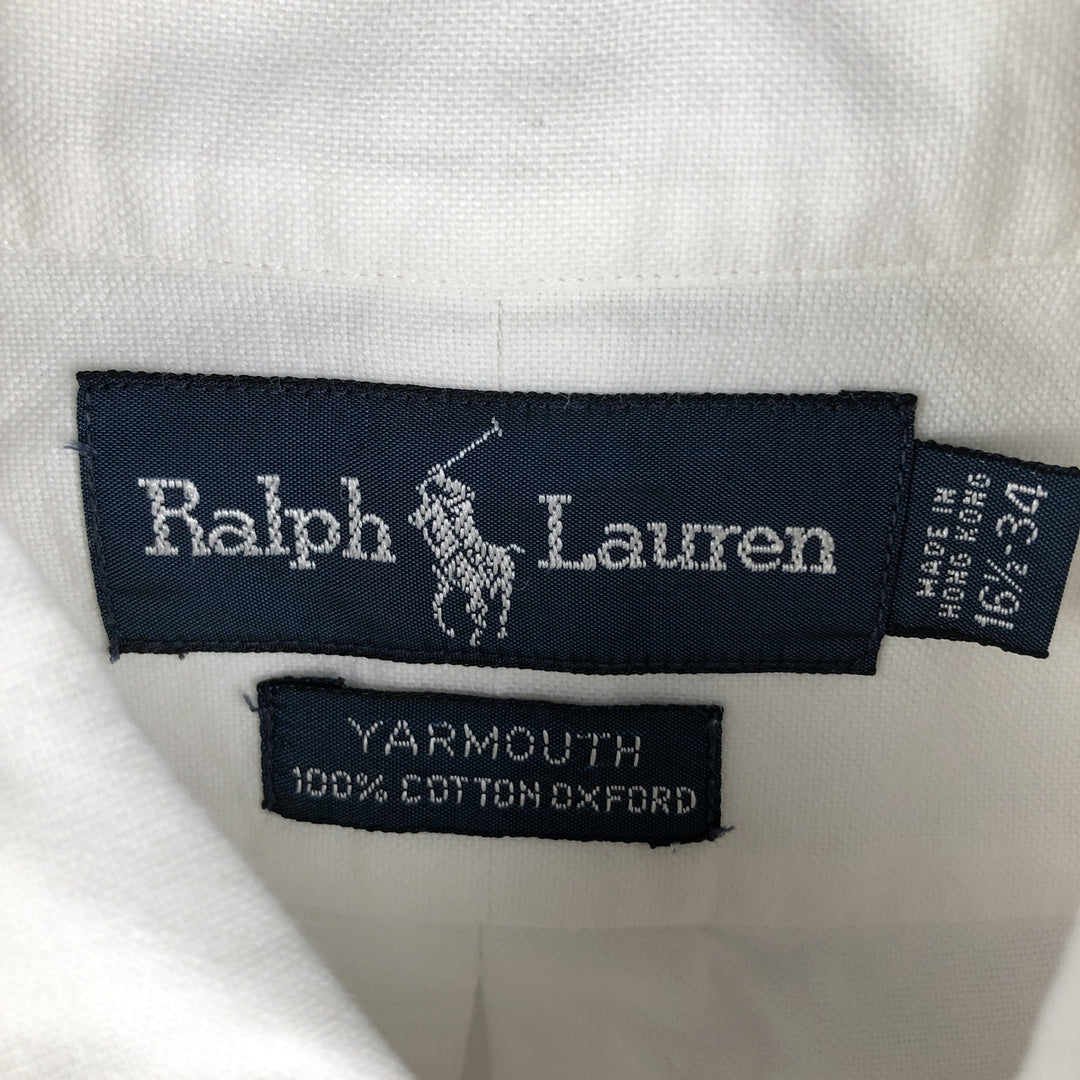 Ralph Lauren YARMOUTH long sleeve button down shirt, men's size L cotton white type Vintage Second Hand