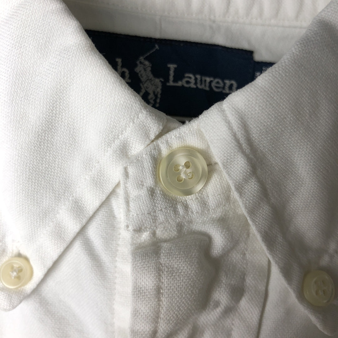 Ralph Lauren YARMOUTH long sleeve button down shirt, men's size M cotton white type Vintage Second Hand