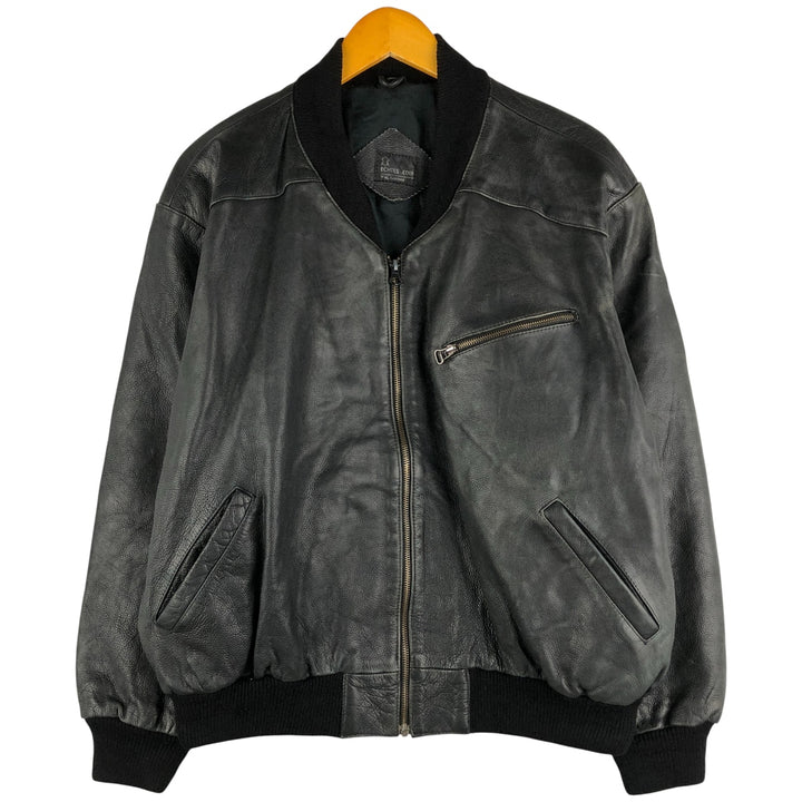 Leather blouson, men's size M genuine leather black type Vintage Second Hand