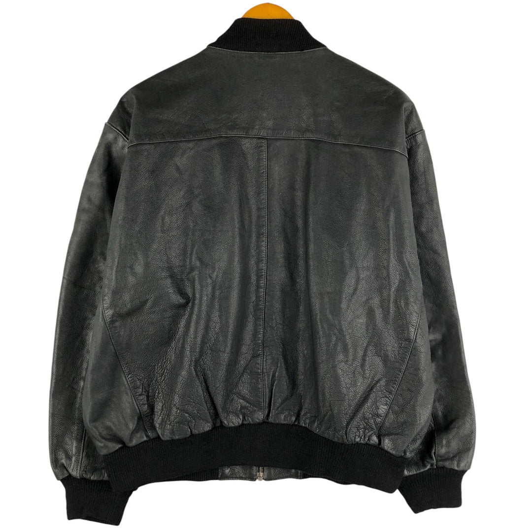 Leather blouson, men's size M genuine leather black type Vintage Second Hand
