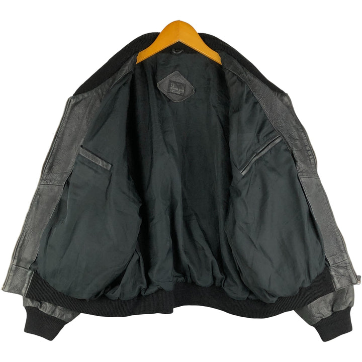 Leather blouson, men's size M genuine leather black type Vintage Second Hand