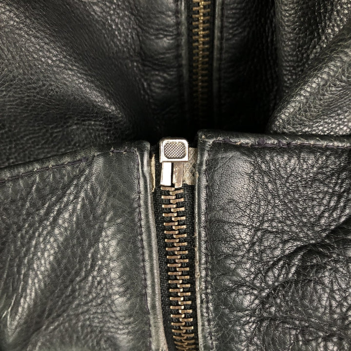 Leather blouson, men's size M genuine leather black type Vintage Second Hand