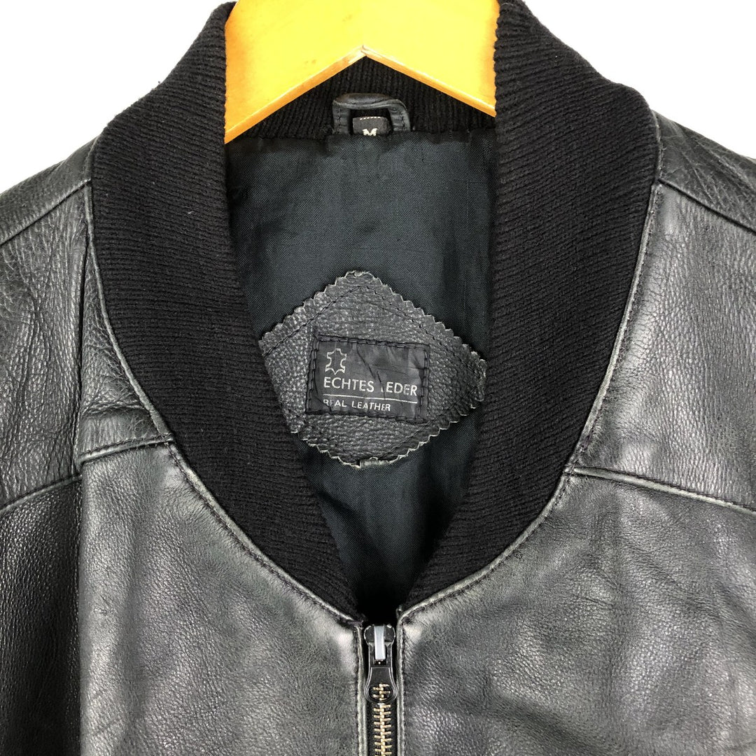 Leather blouson, men's size M genuine leather black type Vintage Second Hand