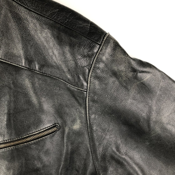 Leather blouson, men's size M genuine leather black type Vintage Second Hand