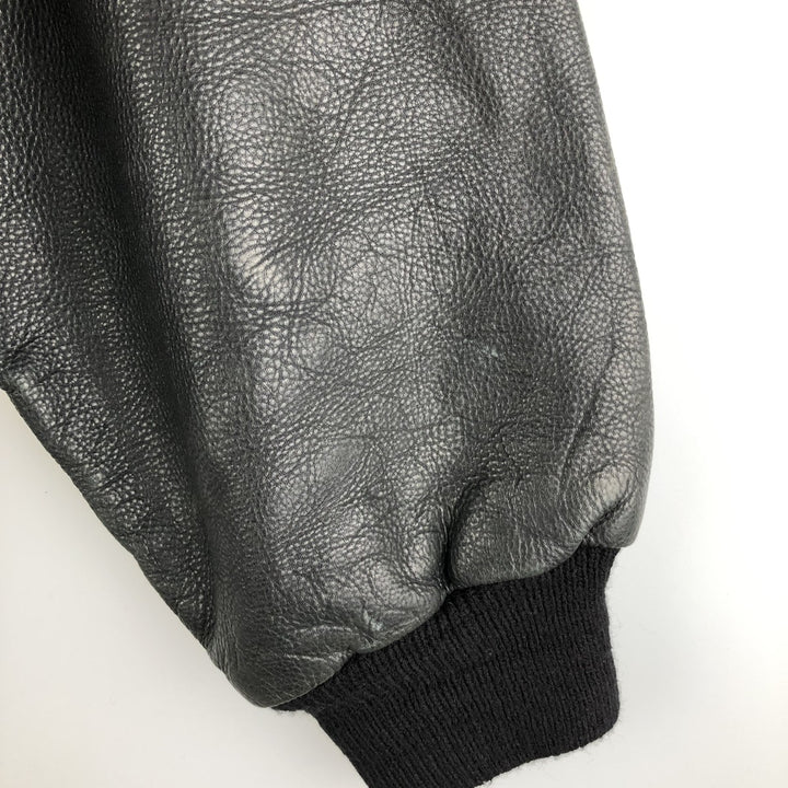 Leather blouson, men's size M genuine leather black type Vintage Second Hand