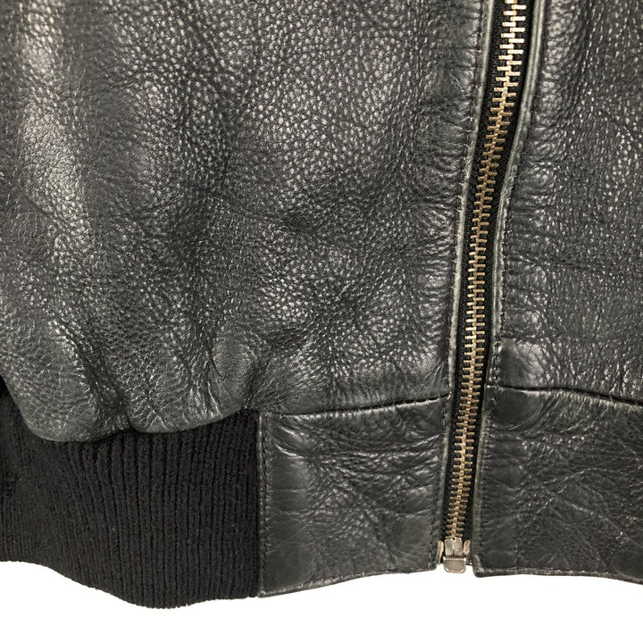 Leather blouson, men's size M genuine leather black type Vintage Second Hand