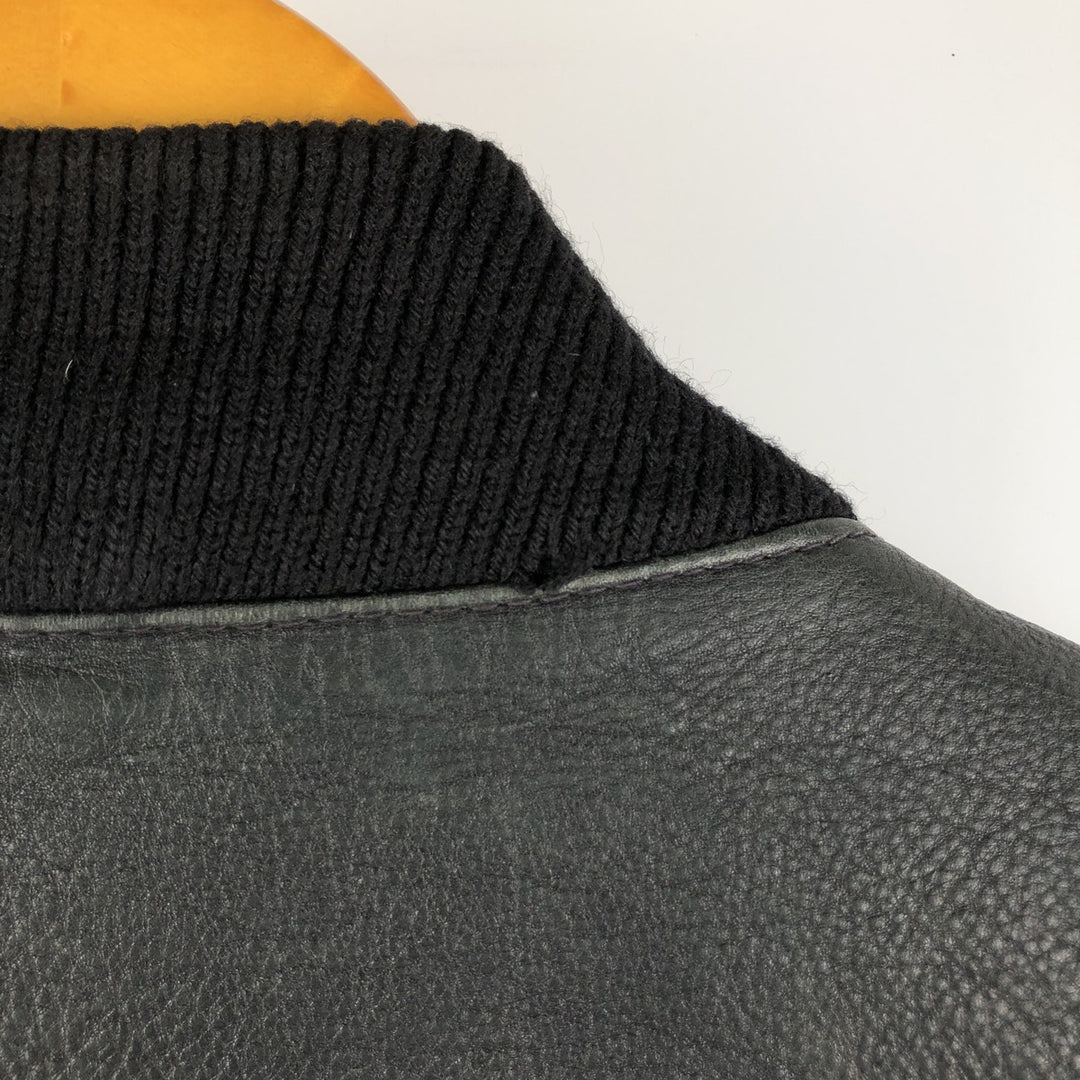 Leather blouson, men's size M genuine leather black type Vintage Second Hand