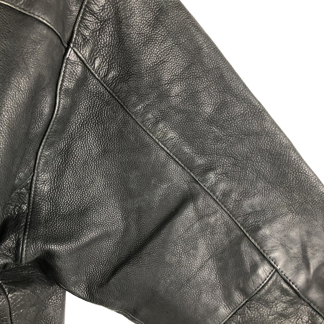 Leather blouson, men's size M genuine leather black type Vintage Second Hand