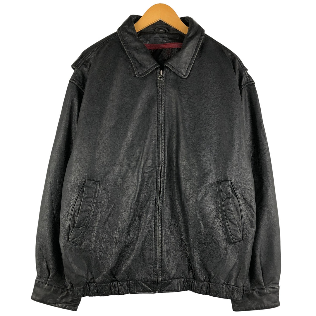 St. John's Bay Swing Top Padded Leather Blouson, Men's XL genuine leather black type Vintage Second Hand