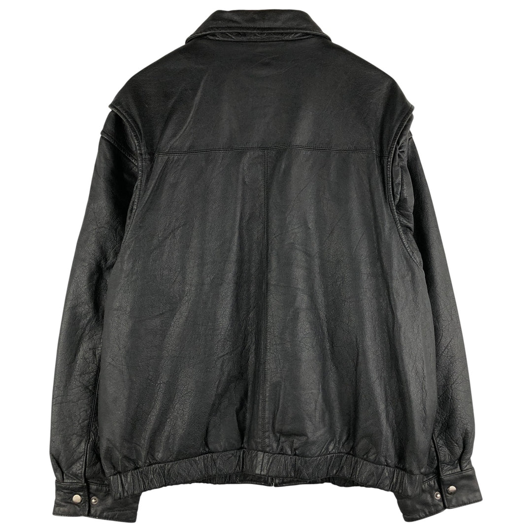 St. John's Bay Swing Top Padded Leather Blouson, Men's XL genuine leather black type Vintage Second Hand