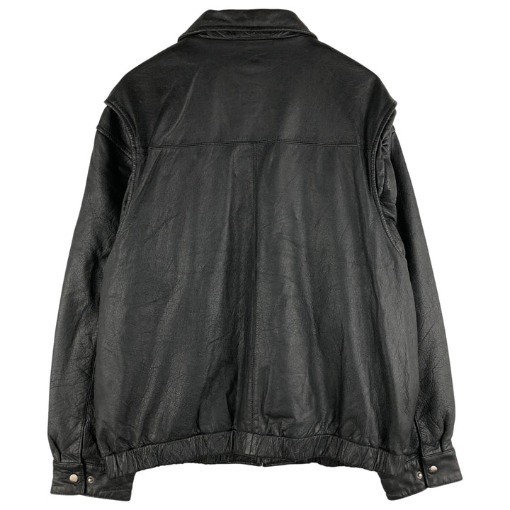 St. John's Bay Swing Top Padded Leather Blouson, Men's XL genuine leather black type Vintage Second Hand