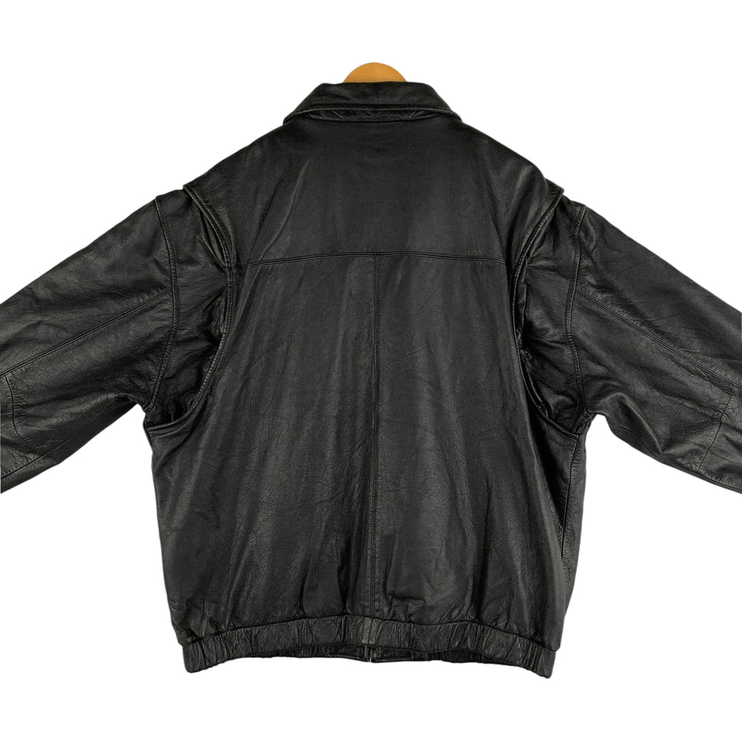 St. John's Bay Swing Top Padded Leather Blouson, Men's XL genuine leather black type Vintage Second Hand