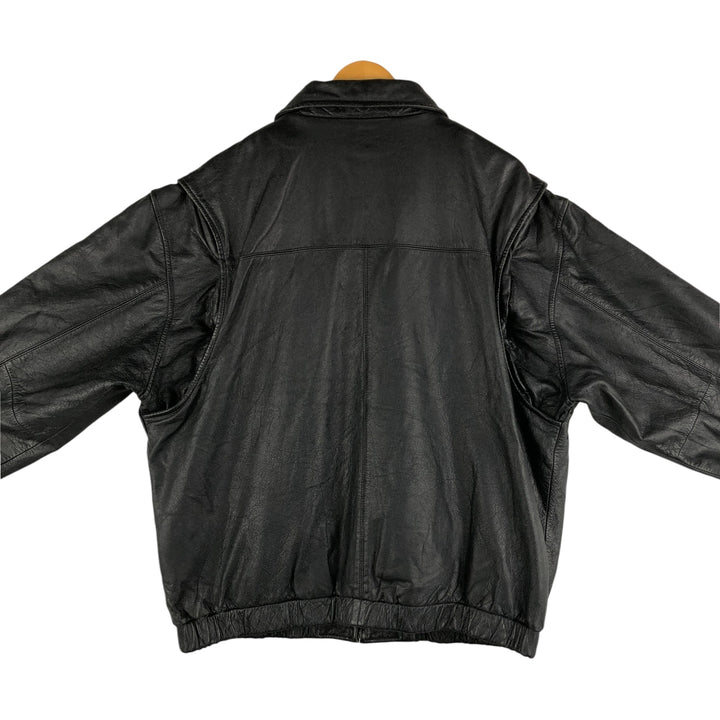 St. John's Bay Swing Top Padded Leather Blouson, Men's XL genuine leather black type Vintage Second Hand