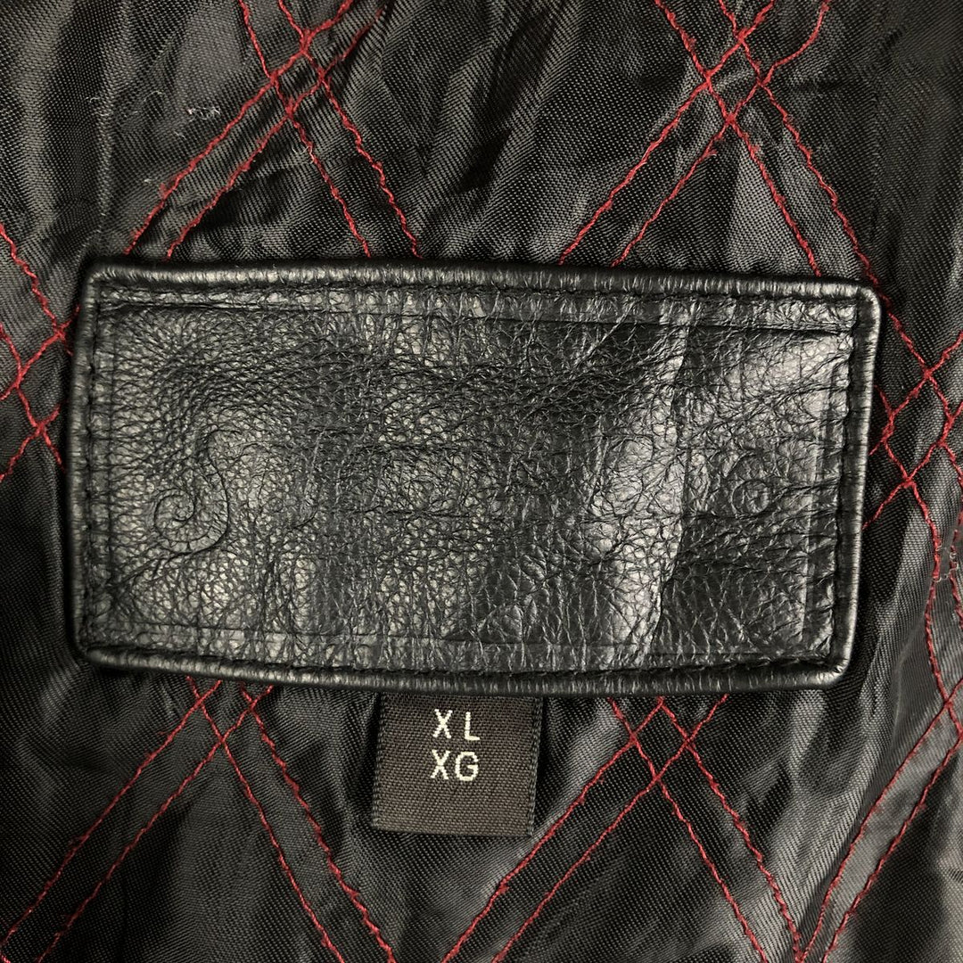 St. John's Bay Swing Top Padded Leather Blouson, Men's XL genuine leather black type Vintage Second Hand