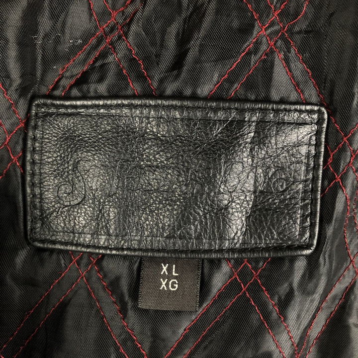 St. John's Bay Swing Top Padded Leather Blouson, Men's XL genuine leather black type Vintage Second Hand