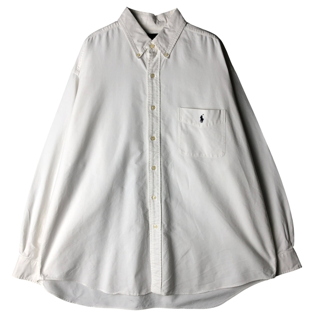 Ralph Lauren BIG SHIRT Long sleeve button down shirt Men's XL size cotton white type Vintage Second Hand
