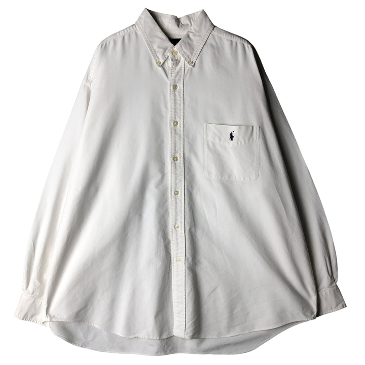 Ralph Lauren BIG SHIRT Long sleeve button down shirt Men's XL size cotton white type Vintage Second Hand