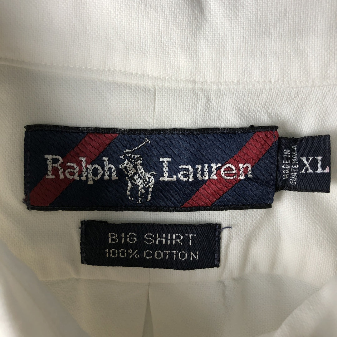 Ralph Lauren BIG SHIRT Long sleeve button down shirt Men's XL size cotton white type Vintage Second Hand