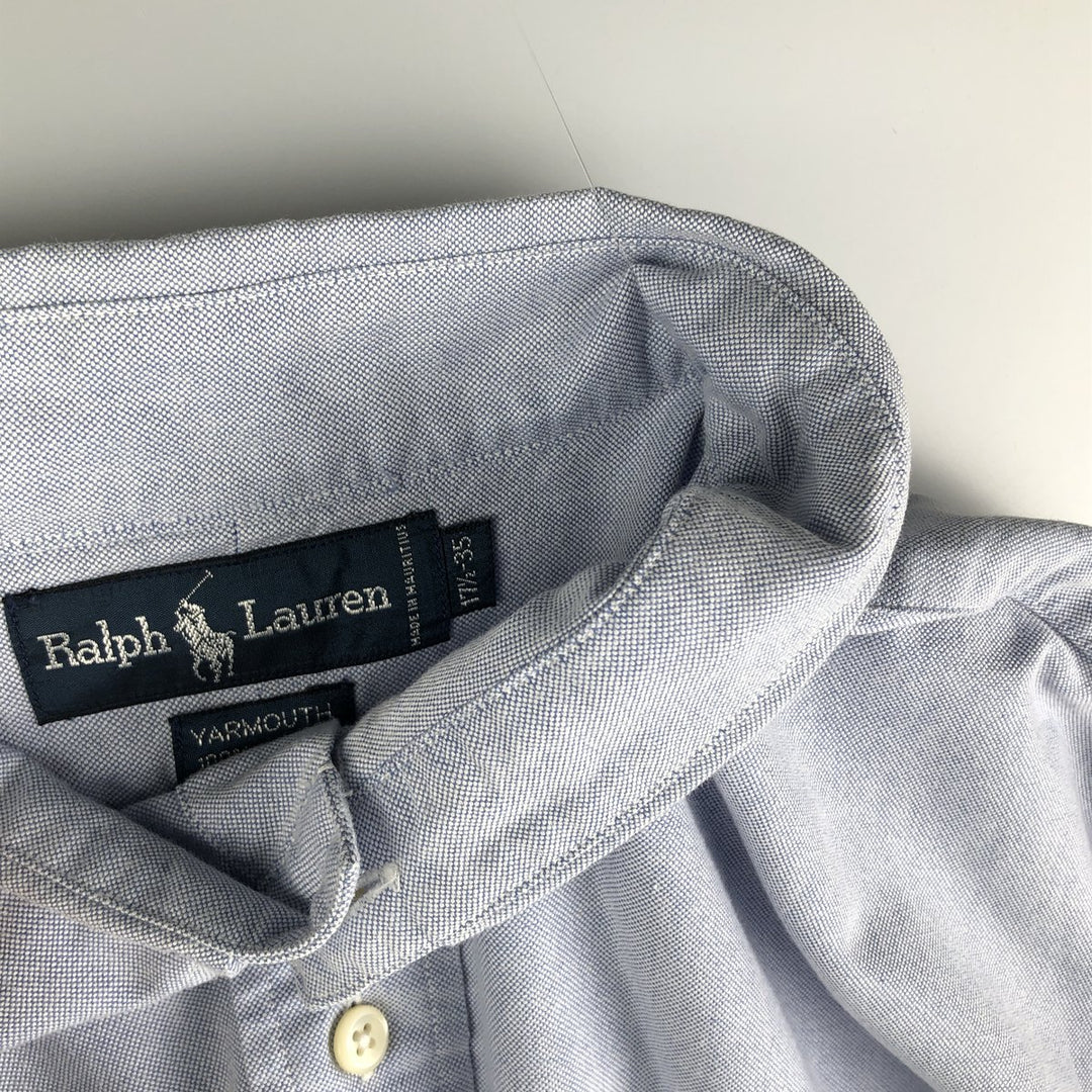 Ralph Lauren YARMOUTH long sleeve button down shirt, men's XL size cotton Blue type light blue Vintage Second Hand