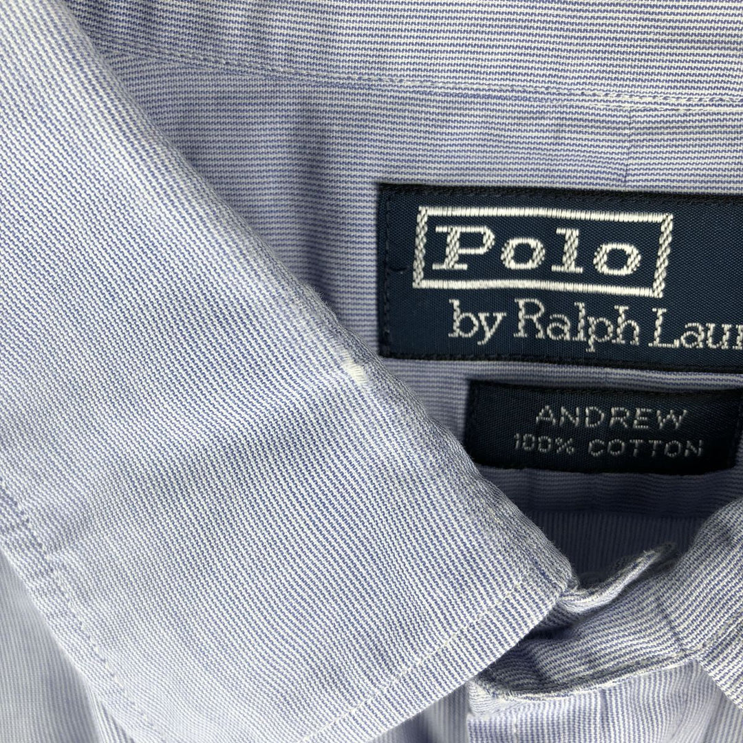 Ralph Lauren POLO by Ralph Lauren ANDREW long sleeve cotton shirt, men's XL size cotton Blue type light blue Vintage Second Hand