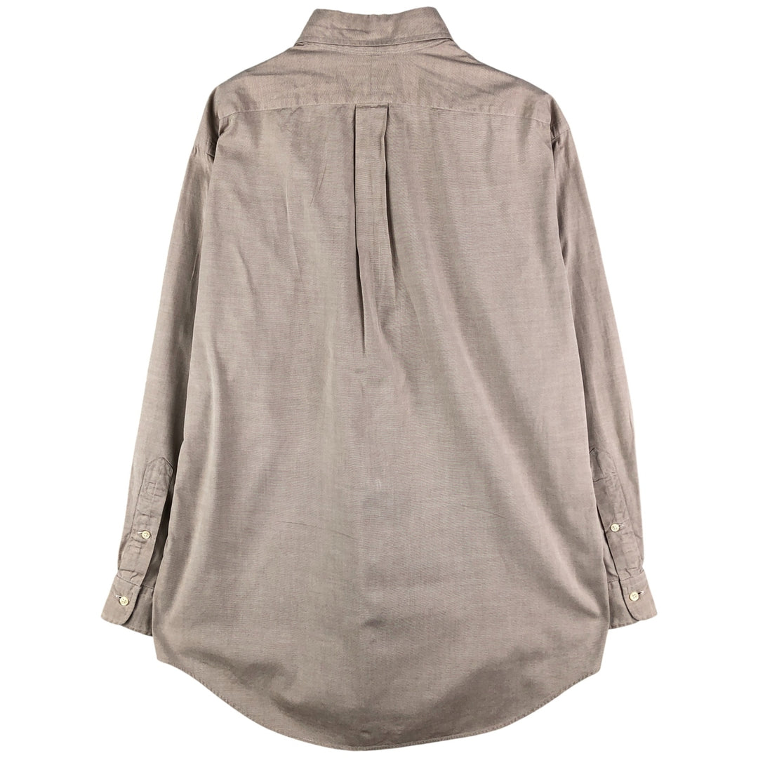 Ralph Lauren YARMOUTH long sleeve button down shirt, men's size M cotton beige type brown Vintage Second Hand