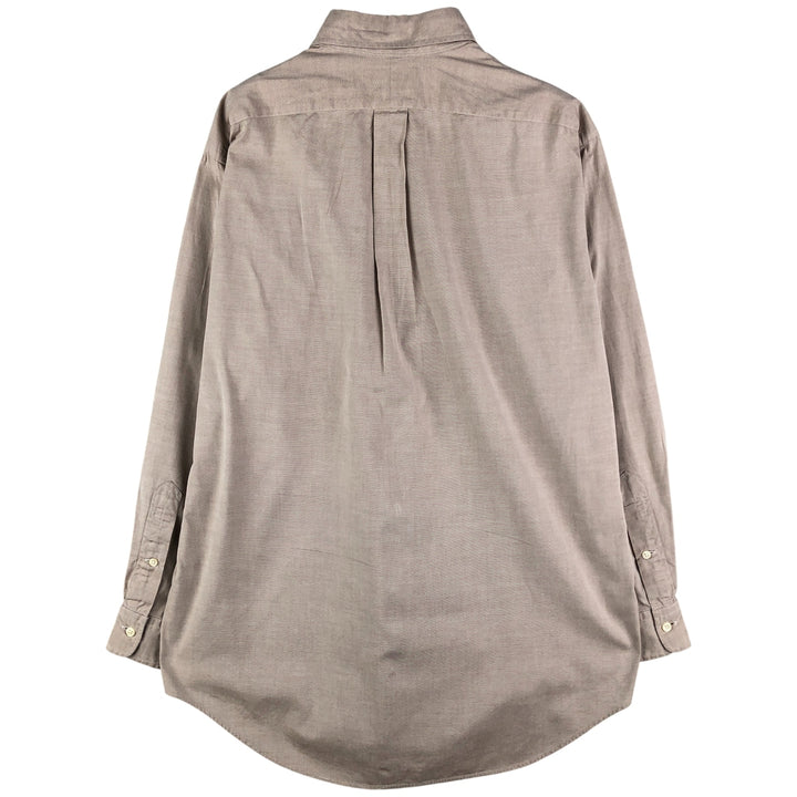 Ralph Lauren YARMOUTH long sleeve button down shirt, men's size M cotton beige type brown Vintage Second Hand