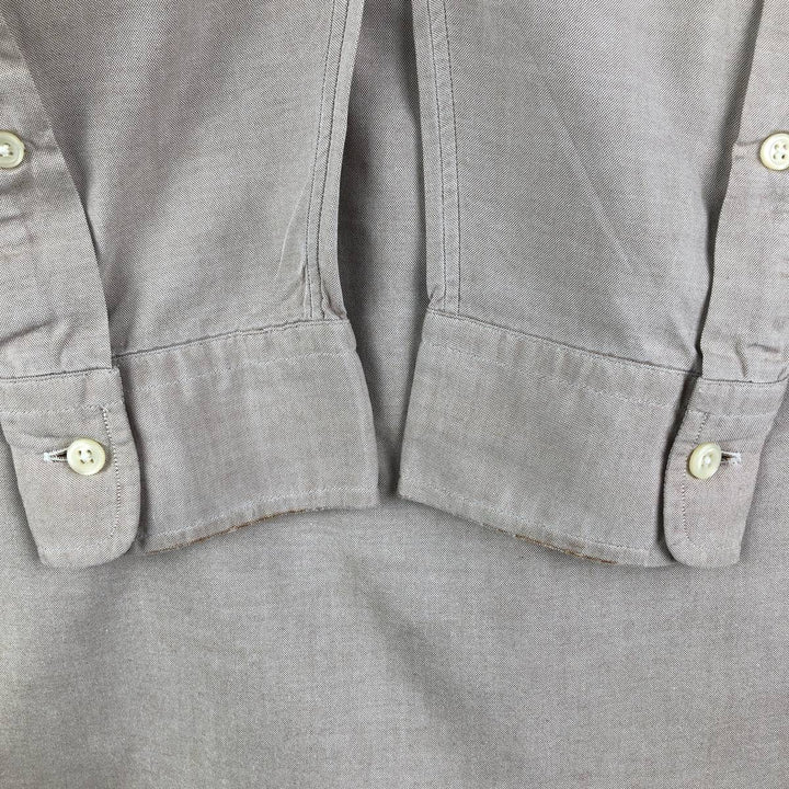 Ralph Lauren YARMOUTH long sleeve button down shirt, men's size M cotton beige type brown Vintage Second Hand