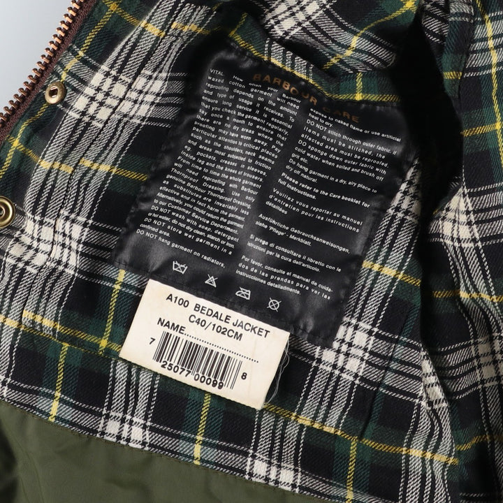 2000'S Barbour Bedale waxed cotton oiled jacket, made in England, C40, men's size M cotton Khaki type Vintage Second Hand