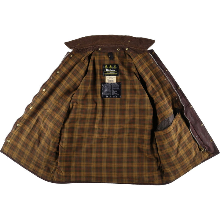 90'S Barbour Game Fair Old 3 Warrant Waxed Cotton Oiled Jacket Made in the UK C44 Men's L Size Vintage cotton red type reddish brown Vintage Second Hand