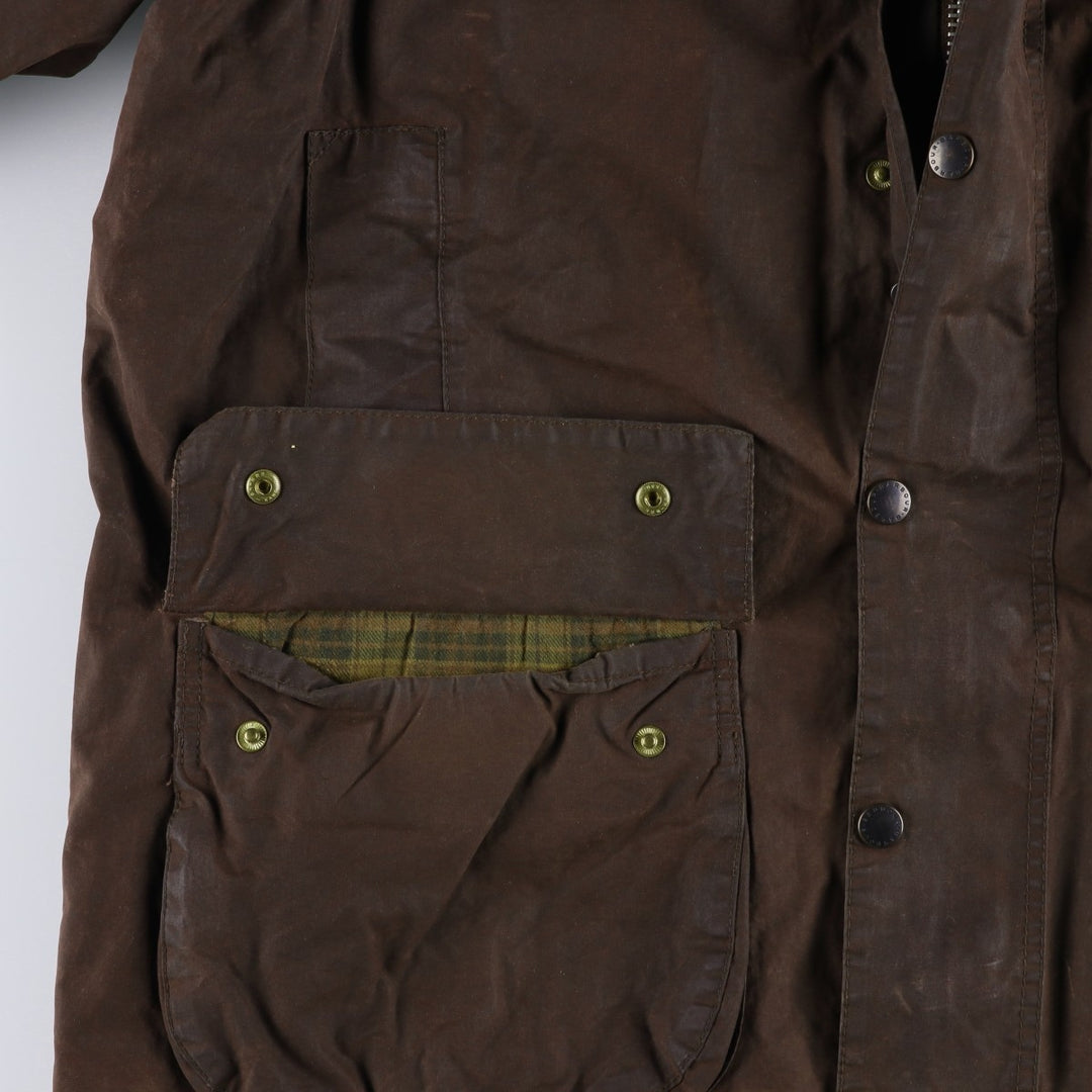 90'S Barbour Game Fair Old 3 Warrant Waxed Cotton Oiled Jacket Made in the UK C44 Men's L Size Vintage cotton red type reddish brown Vintage Second Hand
