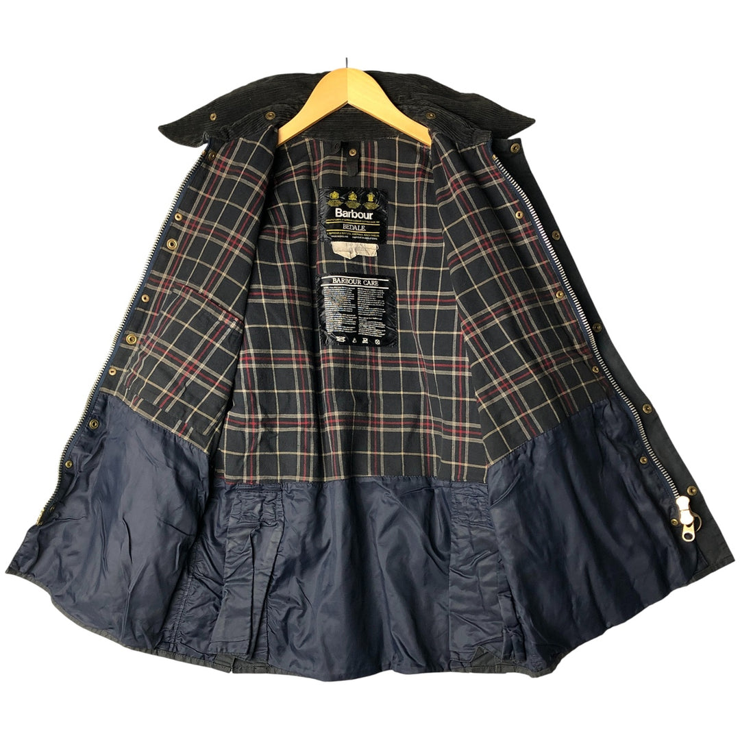 1990'S Barbour Bedale (formerly 3 Warrant) waxed cotton oiled jacket, made in England, C38, men's size M cotton navy blue type Vintage Second Hand