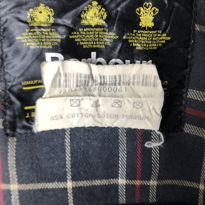 1990'S Barbour Bedale (formerly 3 Warrant) waxed cotton oiled jacket, made in England, C38, men's size M cotton navy blue type Vintage Second Hand