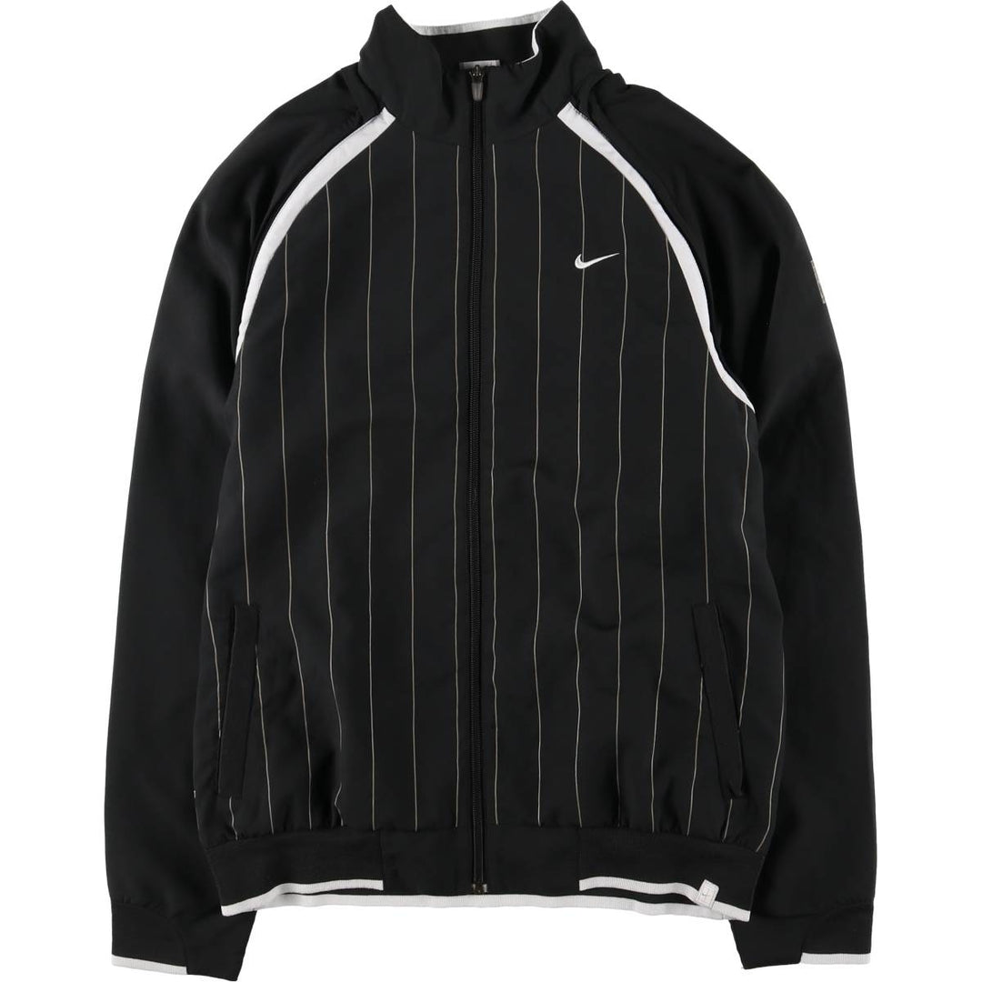 Nike NikeFITDRY Stripe Pattern 2-Way Windbreaker, Men's Size Medium polyester black type Vintage Second Hand