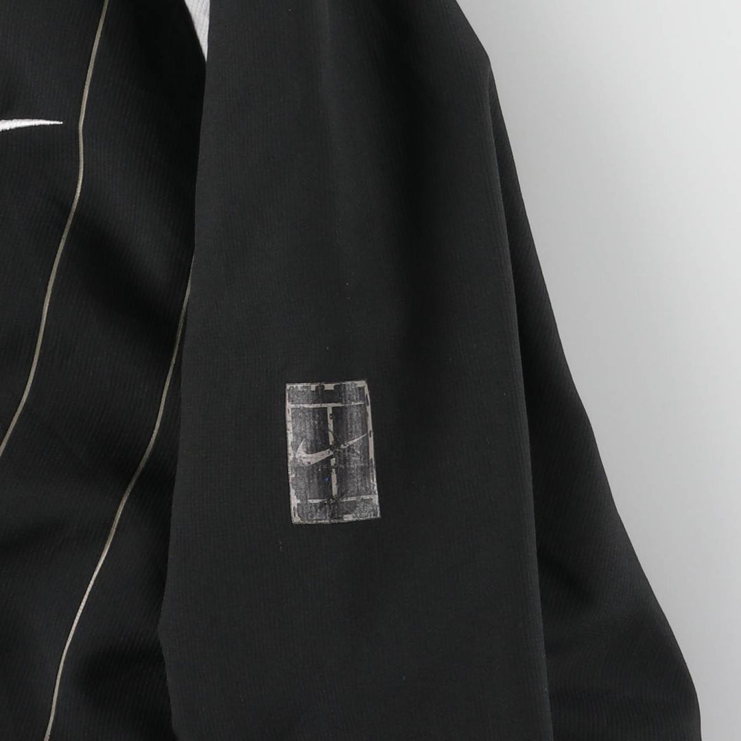 Nike NikeFITDRY Stripe Pattern 2-Way Windbreaker, Men's Size Medium polyester black type Vintage Second Hand
