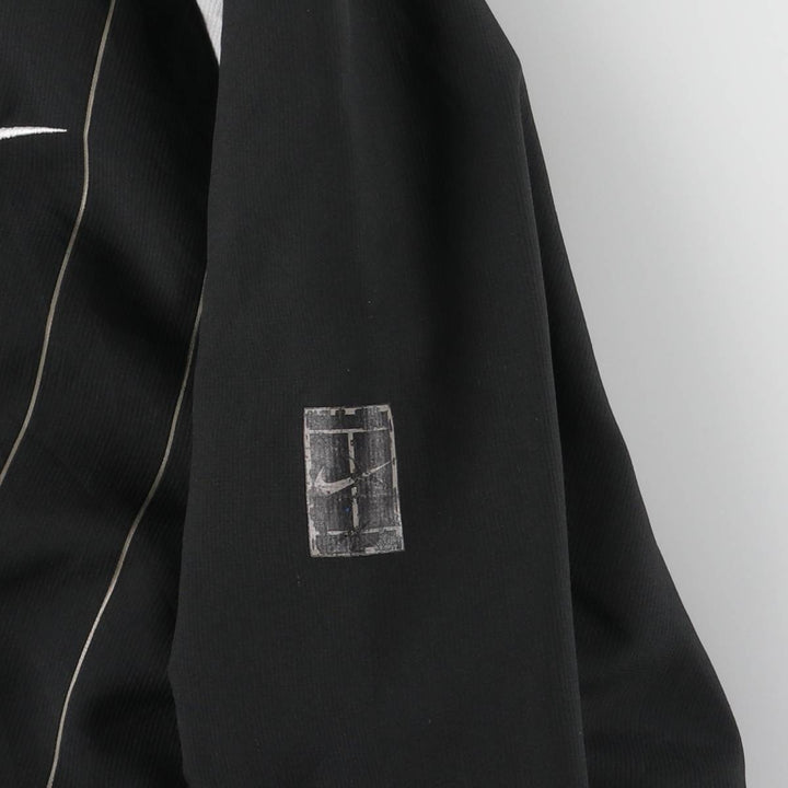 Nike NikeFITDRY Stripe Pattern 2-Way Windbreaker, Men's Size Medium polyester black type Vintage Second Hand