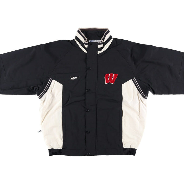 2000s~ Reebok Wisconsin University College Nylon Jacket, Men's Size L Nylon black type Vintage Second Hand
