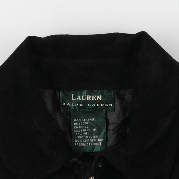 Ralph Lauren Lauren suede leather jacket, women's size L Genuine suede leather black type Vintage Second Hand