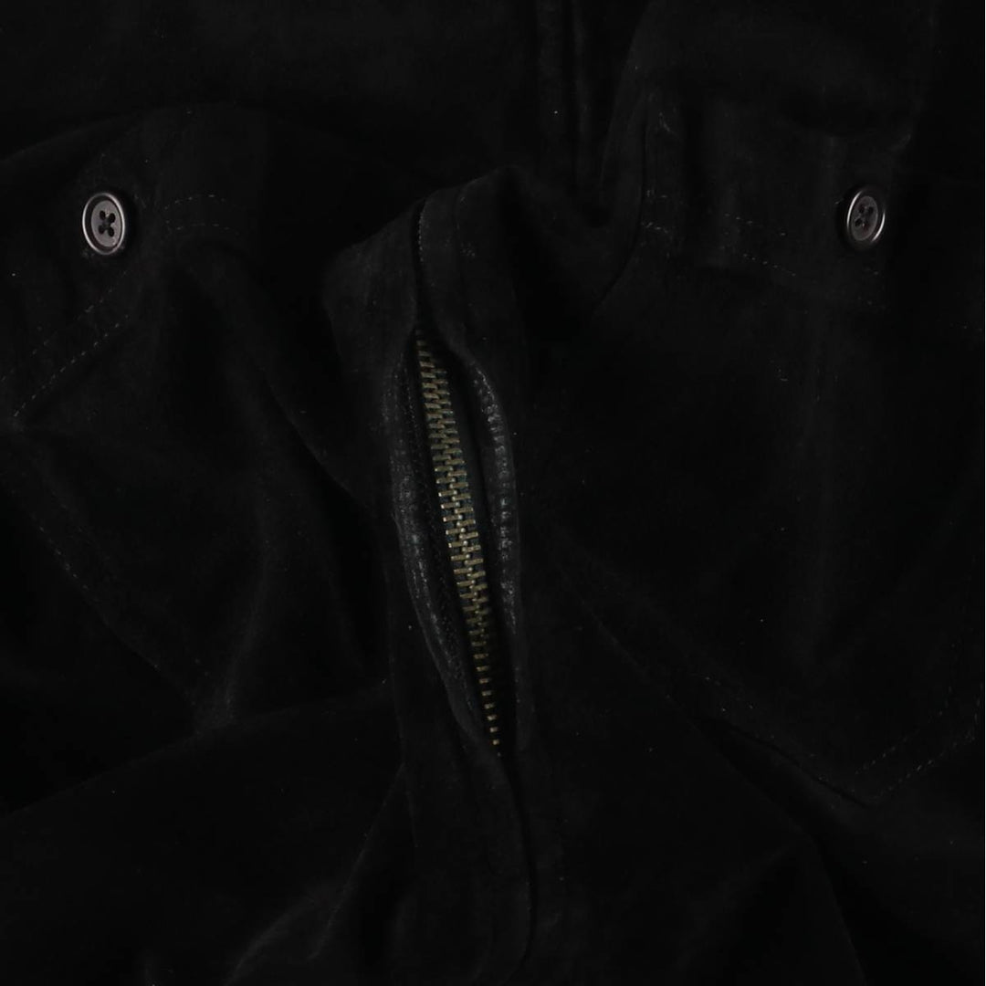 Ralph Lauren Lauren suede leather jacket, women's size L Genuine suede leather black type Vintage Second Hand